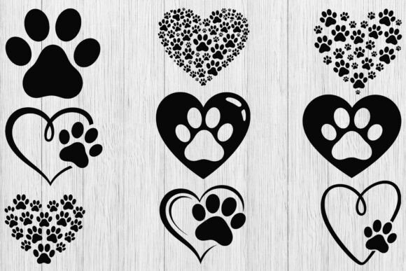 Download Dog Paw Heart SVG Bundle, Puppy Paw Svg - Heart Collection