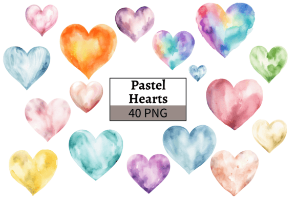 Download Watercolor Pastel Hearts Illustrations - Heart Collection