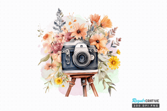 Download Camera with Flowers Clipart Sublimation - Camera Collection