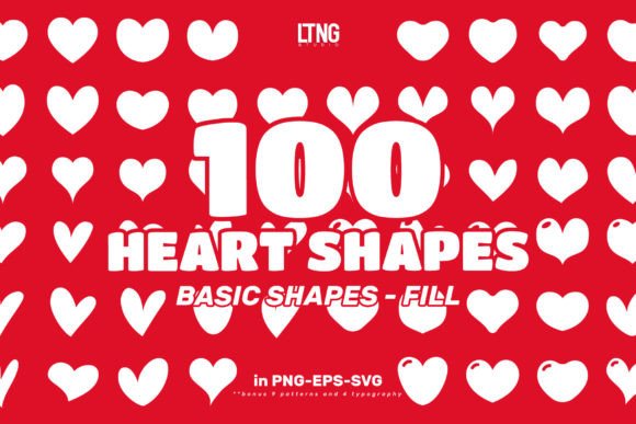 Download 100 Heart Shapes Basic Fill - Heart Collection