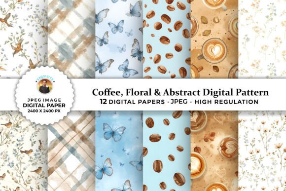 Download Coffee, Floral &amp; Abstract Digital Papers - Digital papers Collection