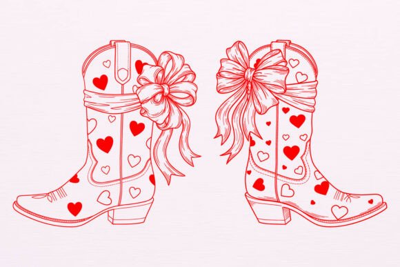 Download Cowboy Boots Valentine SVG with Hearts - Heart Collection