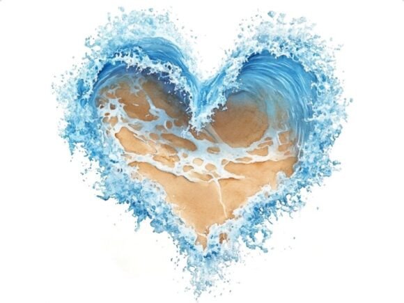 Download 10 Wave Water Beach Heart Shape Clipart - Heart Collection