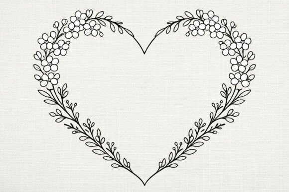 Download Floral Heart Line Art PNG - Heart Collection