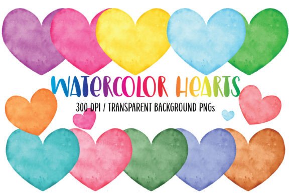 Download Rainbow PNG Watercolor Hearts Clipart - Heart Collection