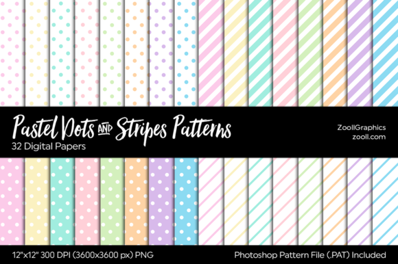 Download Pastel Dots and Stripes Digital Papers - Premium Resources