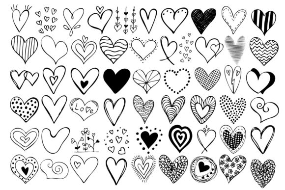 Download Simple Doodle Hearts Collection - Heart Collection