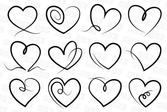 Download Line Art Hearts - Heart Collection