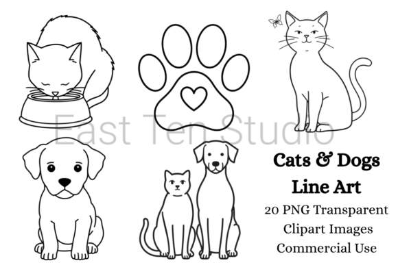Download Dog and Cat Line Art - Premium Bundle