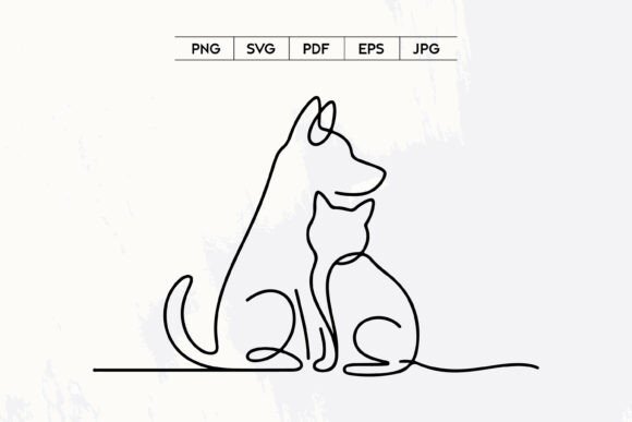 Download Dog and Cat Line Art Minimal Pet Design - Cat line art Collection