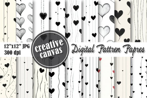 Download Black and White Heart Seamless Pattern - Heart Collection