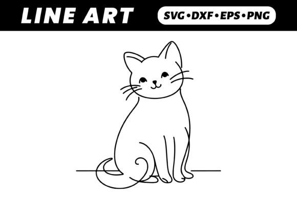 Download Cute Cartoon Cat Line Art Illustration - Cat line art Collection