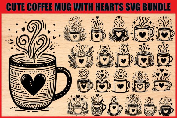 Download Coffee Mug with Hearts SVG Set - Heart Collection