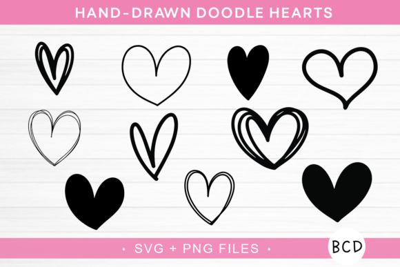 Download Doodle Hearts SVG - Hand-drawn Hearts - Heart Collection