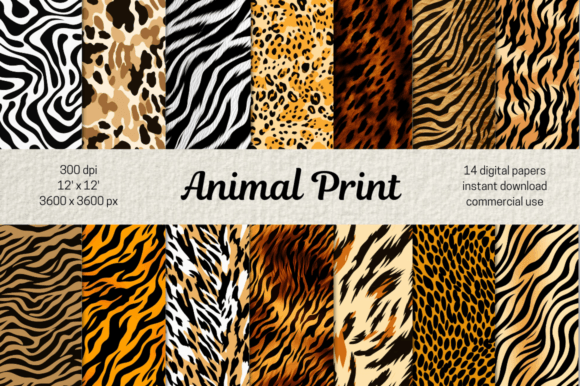 Download Animal Print Pattern Digital Papers Set - Digital papers Collection