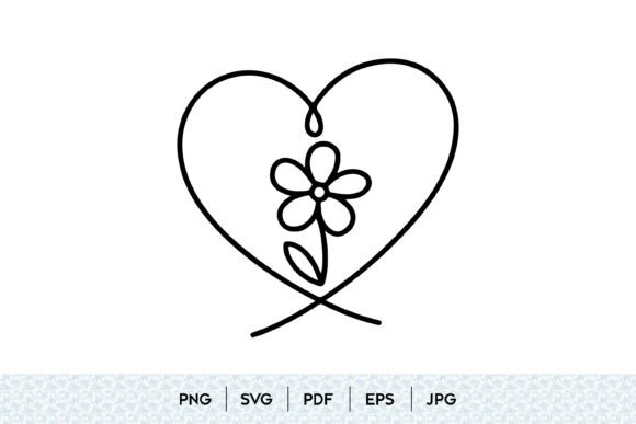 Download Heart Flower One Line SVG - Heart Collection